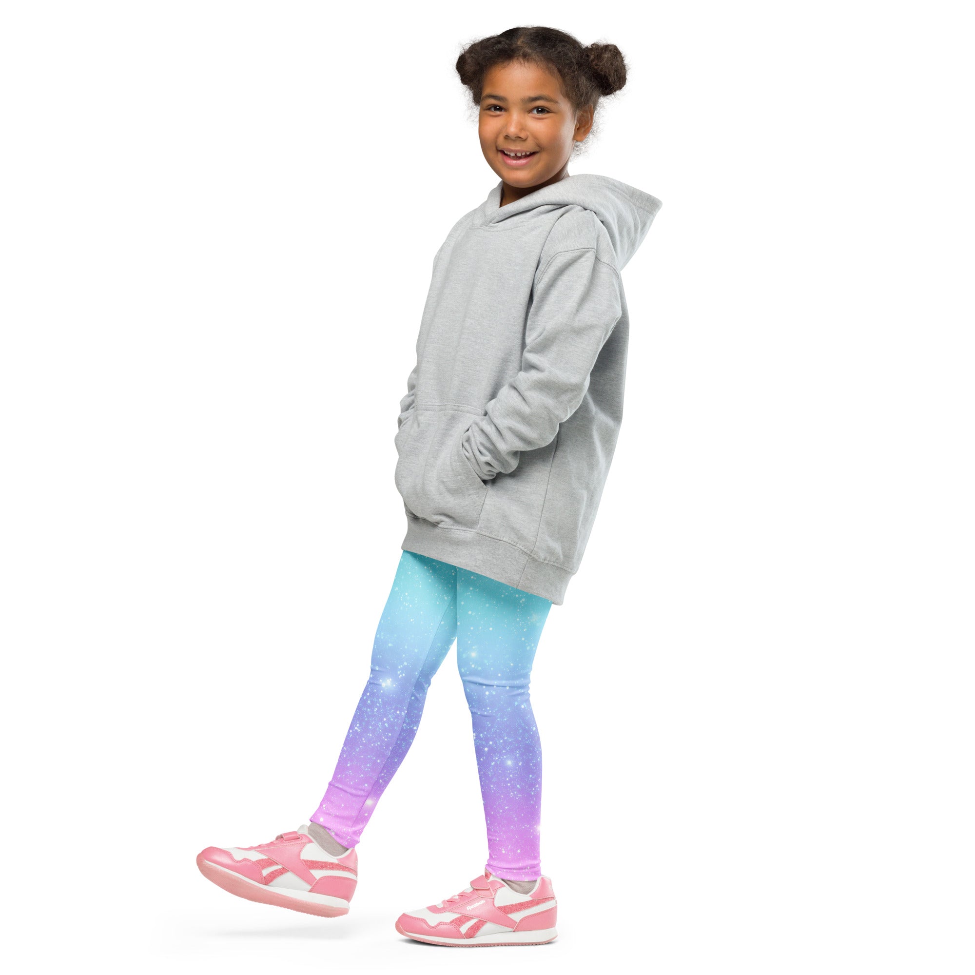 Girls Faux Sparkle Effect Rainbow Buttery Soft Leggings