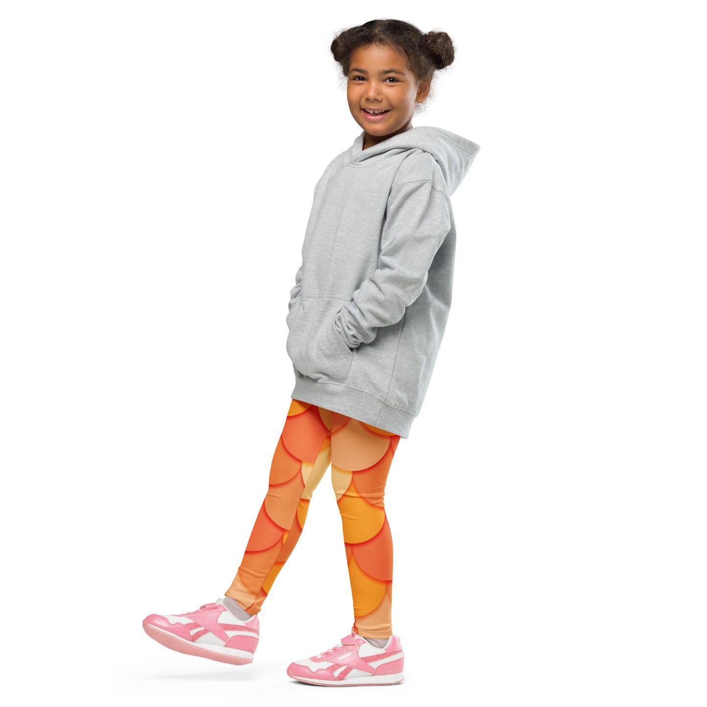 Girls Orange Mermaid Buttery Soft Leggings