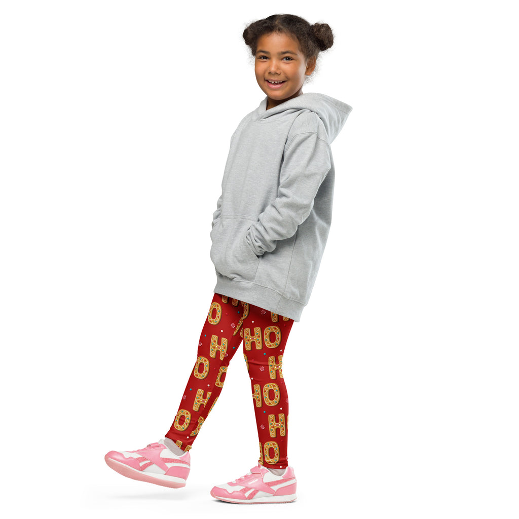 Gray hooded sweatshirt with relaxed fit and front pockets paired with girls gingerbread ho ho ho christmas buttery soft leggings