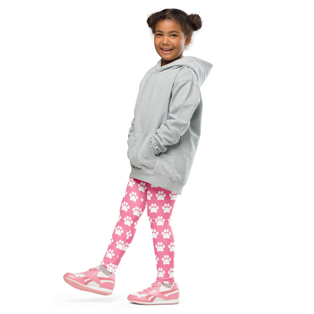 Girls Pink Paw Print Buttery Soft Leggings