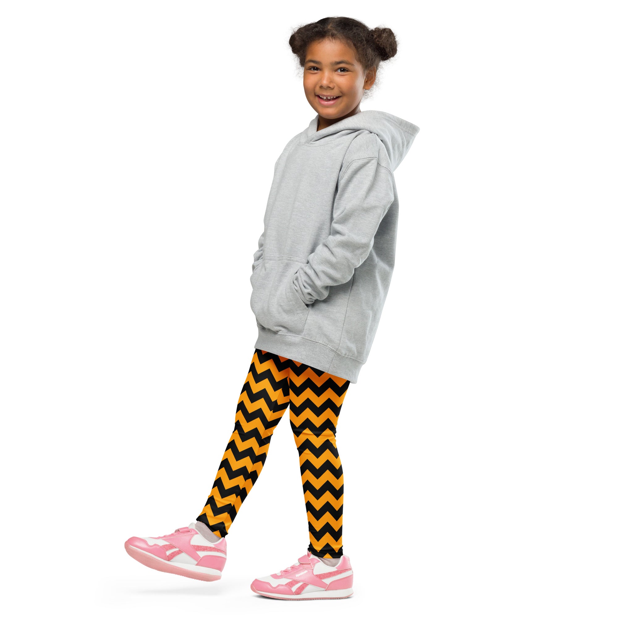 Girls Orange Chevron Halloween Leggings - Warm, Buttery Soft & Stretchy