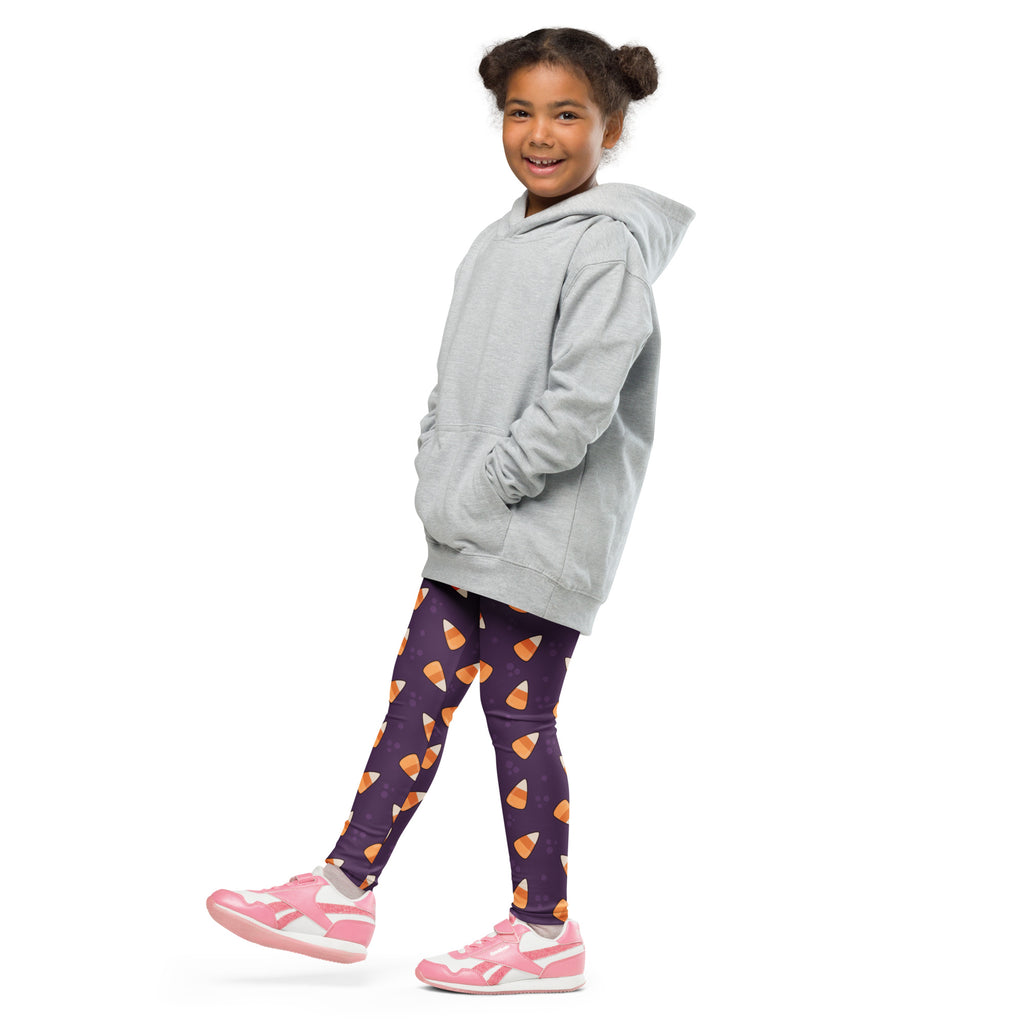 Girls Purple Candy Corn Leggings - Warm, Buttery Soft & Stretchy