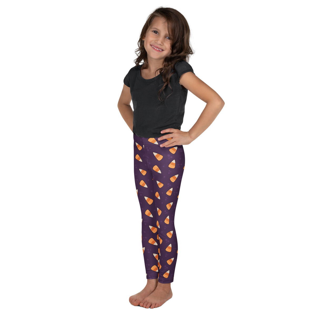 Girls Purple Candy Corn Leggings - Warm, Buttery Soft & Stretchy
