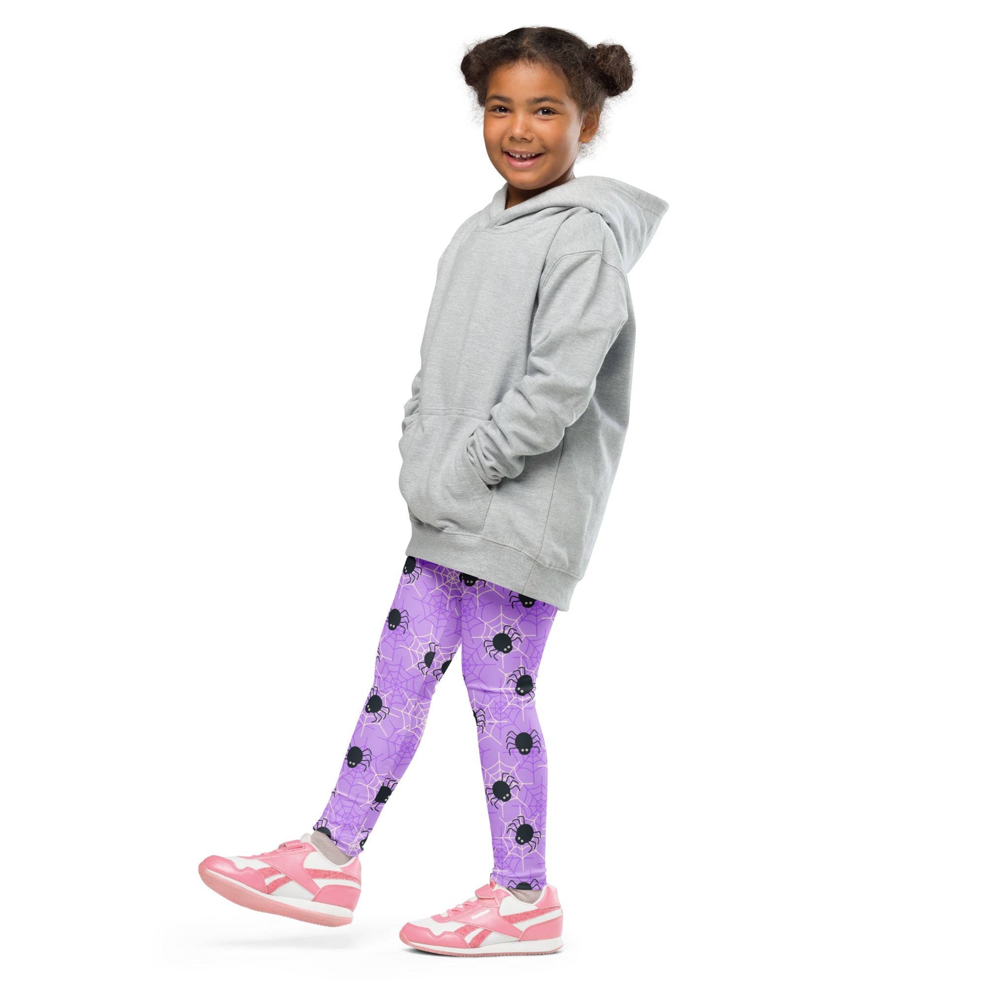 Girls Purple Spider Web Halloween Leggings - Warm, Buttery Soft & Stretchy
