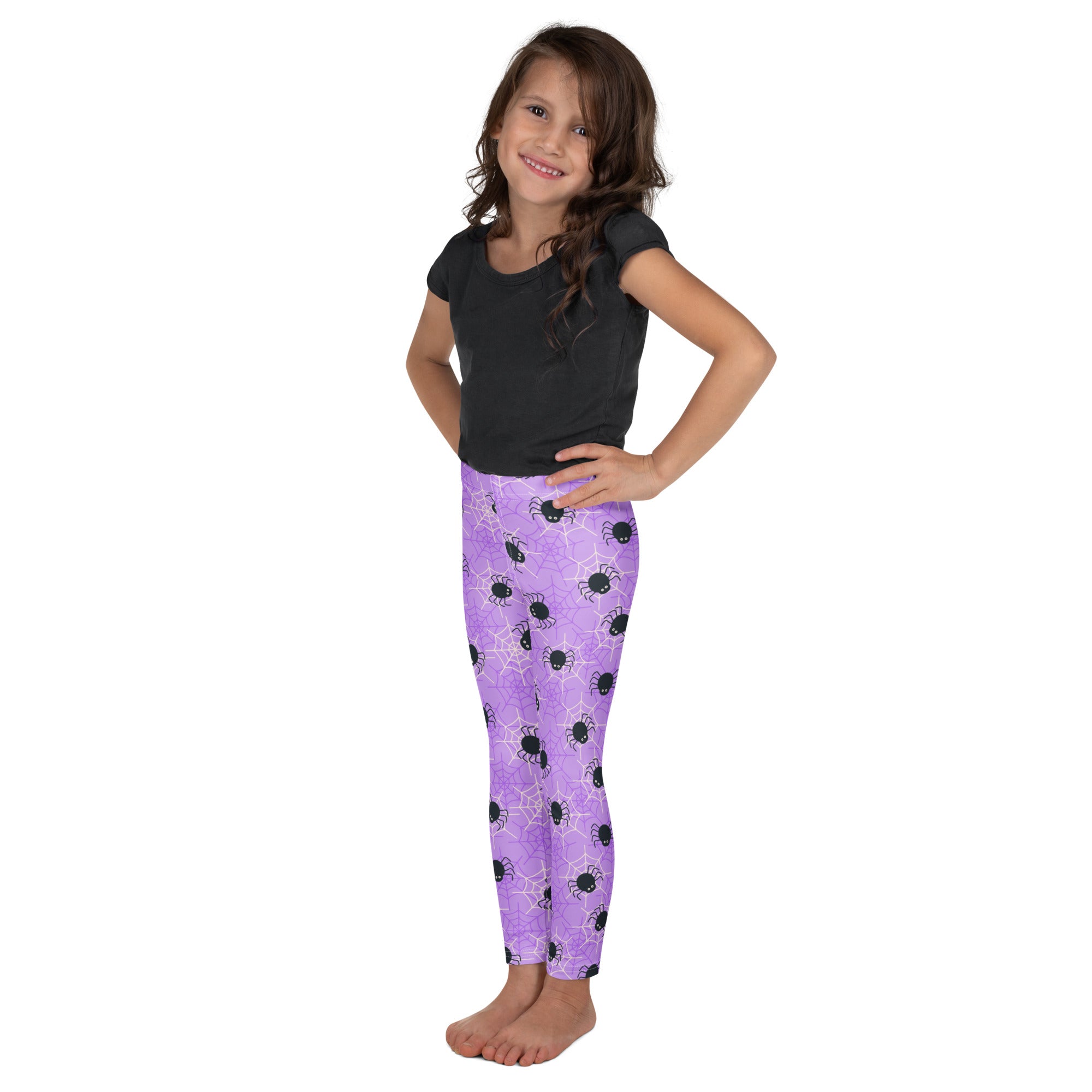 Girls Purple Spider Web Halloween Leggings - Warm, Buttery Soft & Stretchy