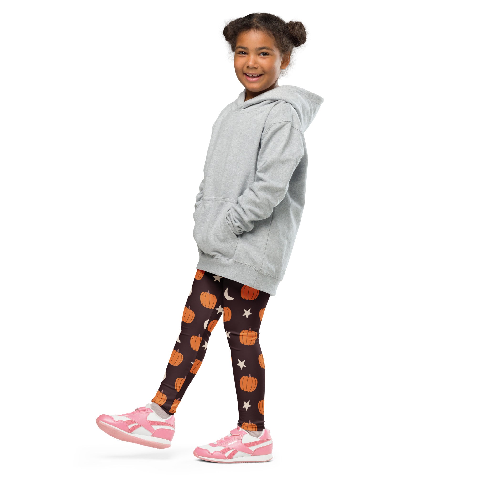 Girls Pumpkin Moon Leggings - Warm, Buttery Soft & Stretchy