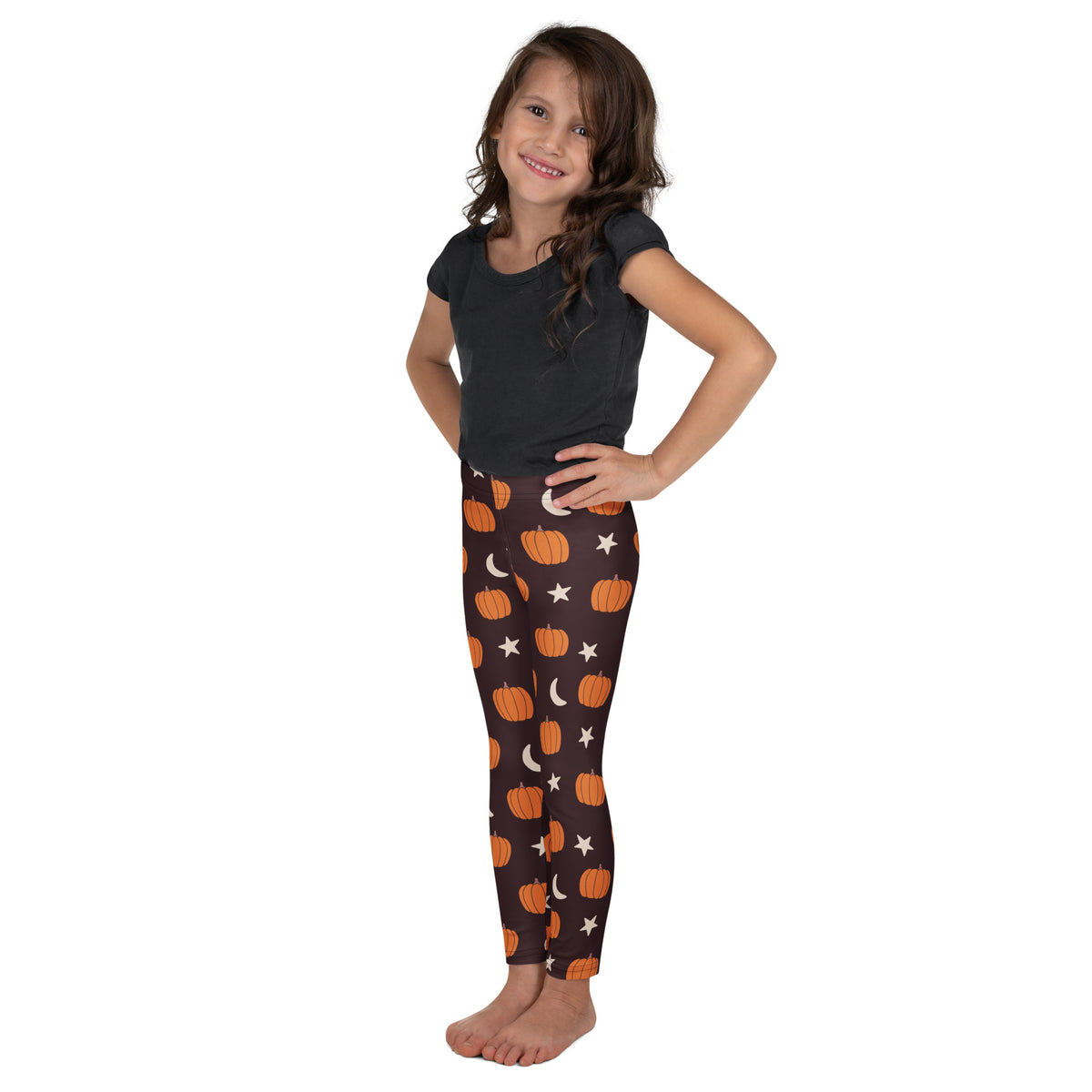 Girls Pumpkin Moon Leggings - Warm, Buttery Soft & Stretchy