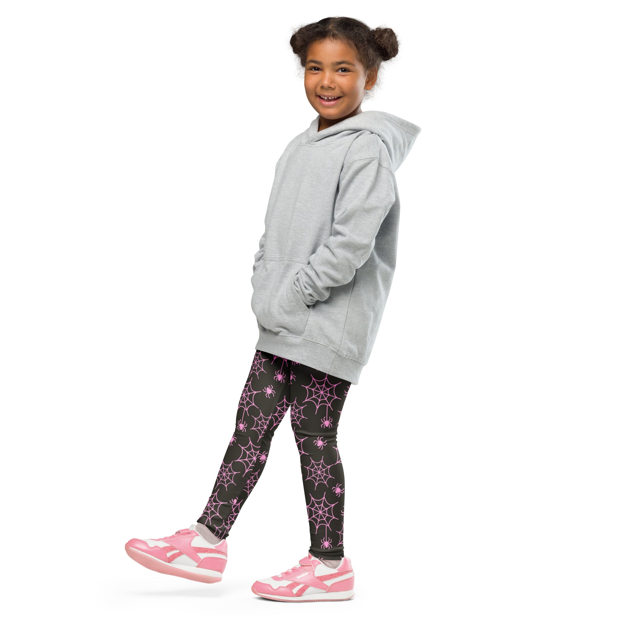 Girls Pink Spider Web Leggings - Warm, Buttery Soft & Stretchy