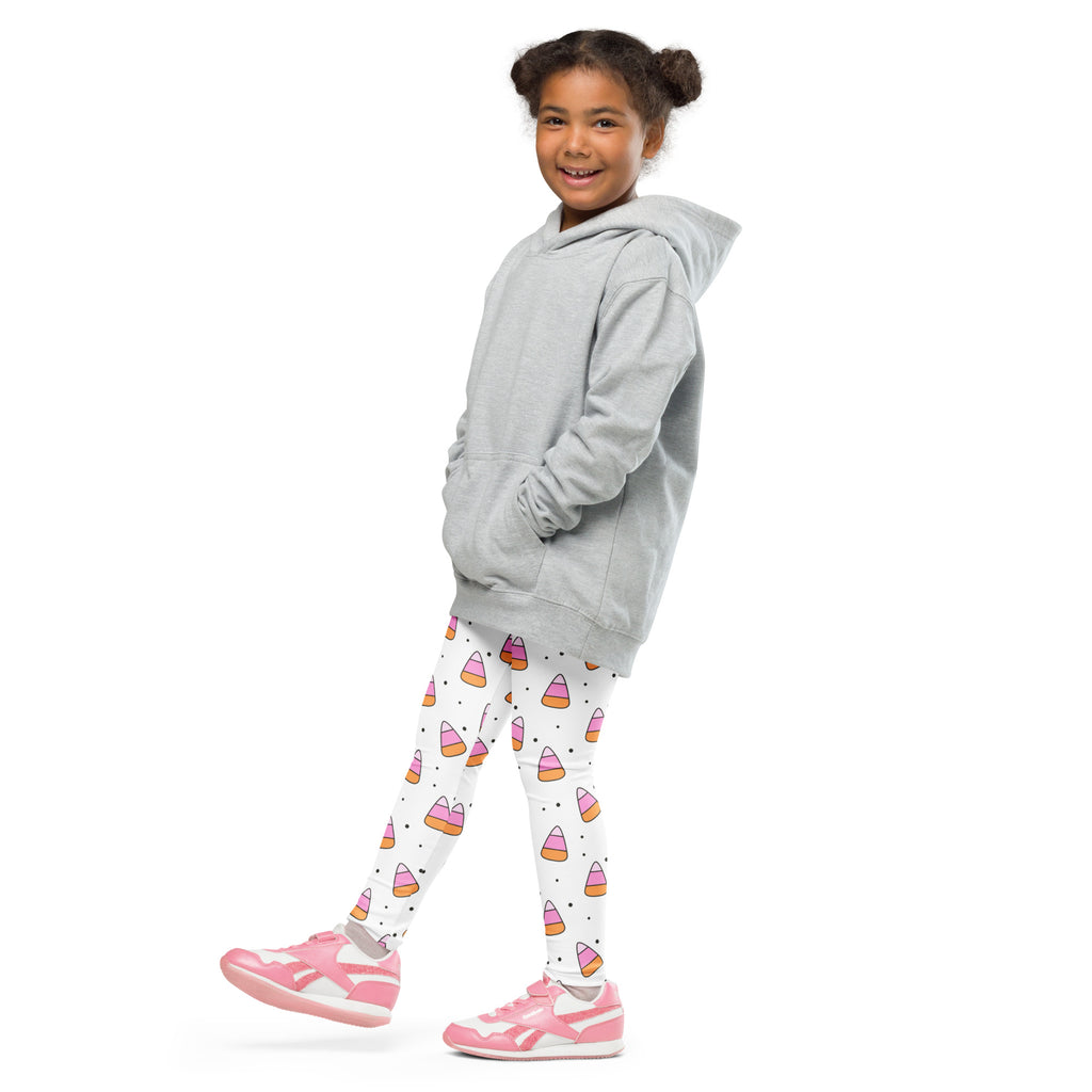 Girls Pink Candy Corn Leggings - Warm, Buttery Soft & Stretchy