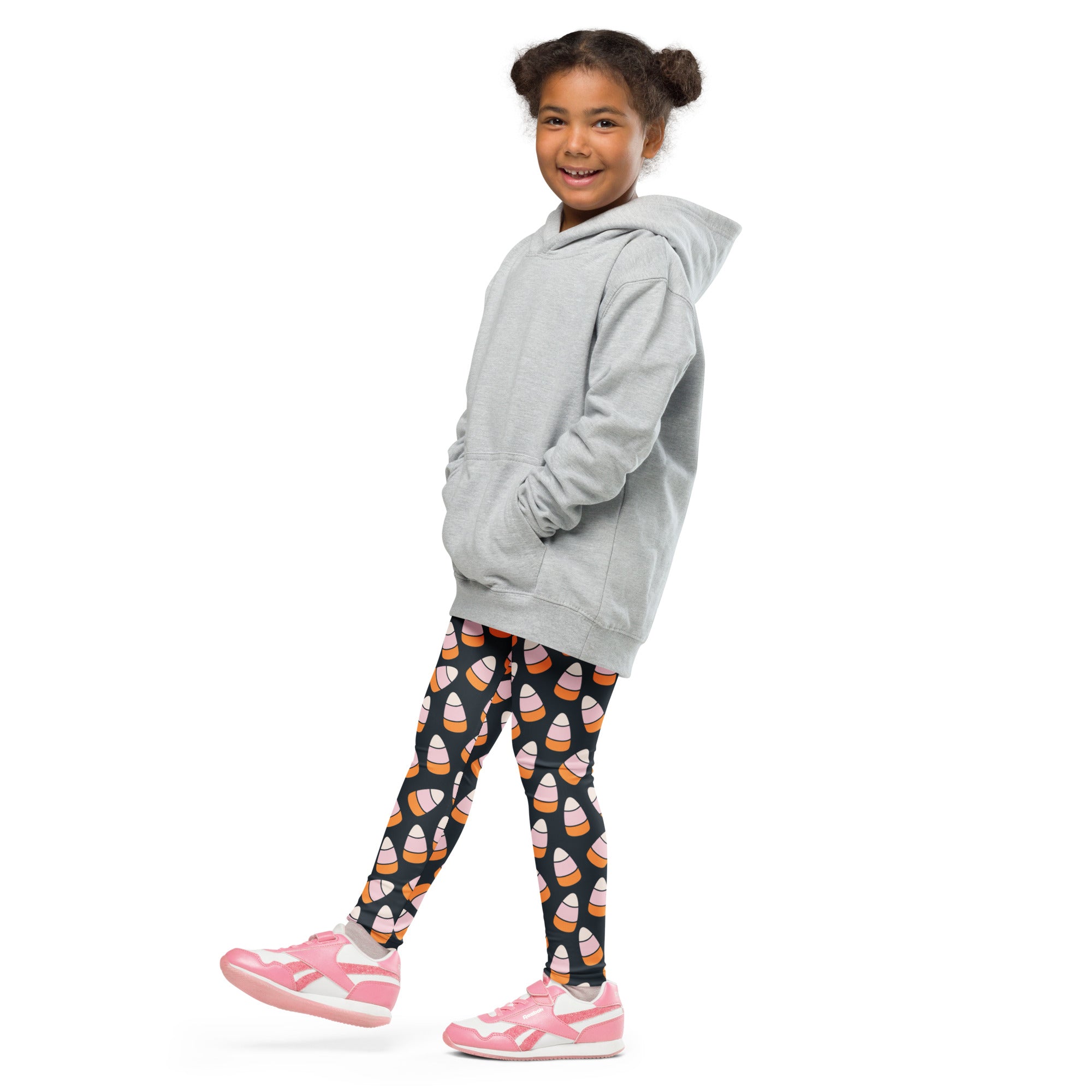 Girls Pink & Orange Candy Corn Leggings - Warm, Buttery Soft & Stretchy