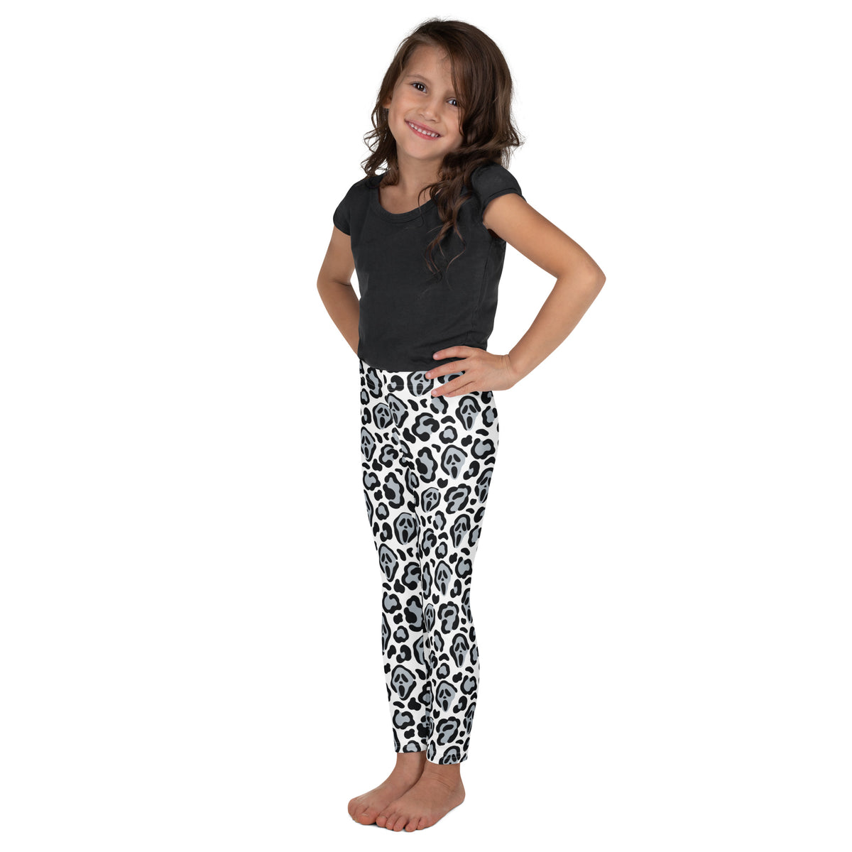 Girls Ghost Face Leopard Leggings - Warm, Buttery Soft & Stretchy