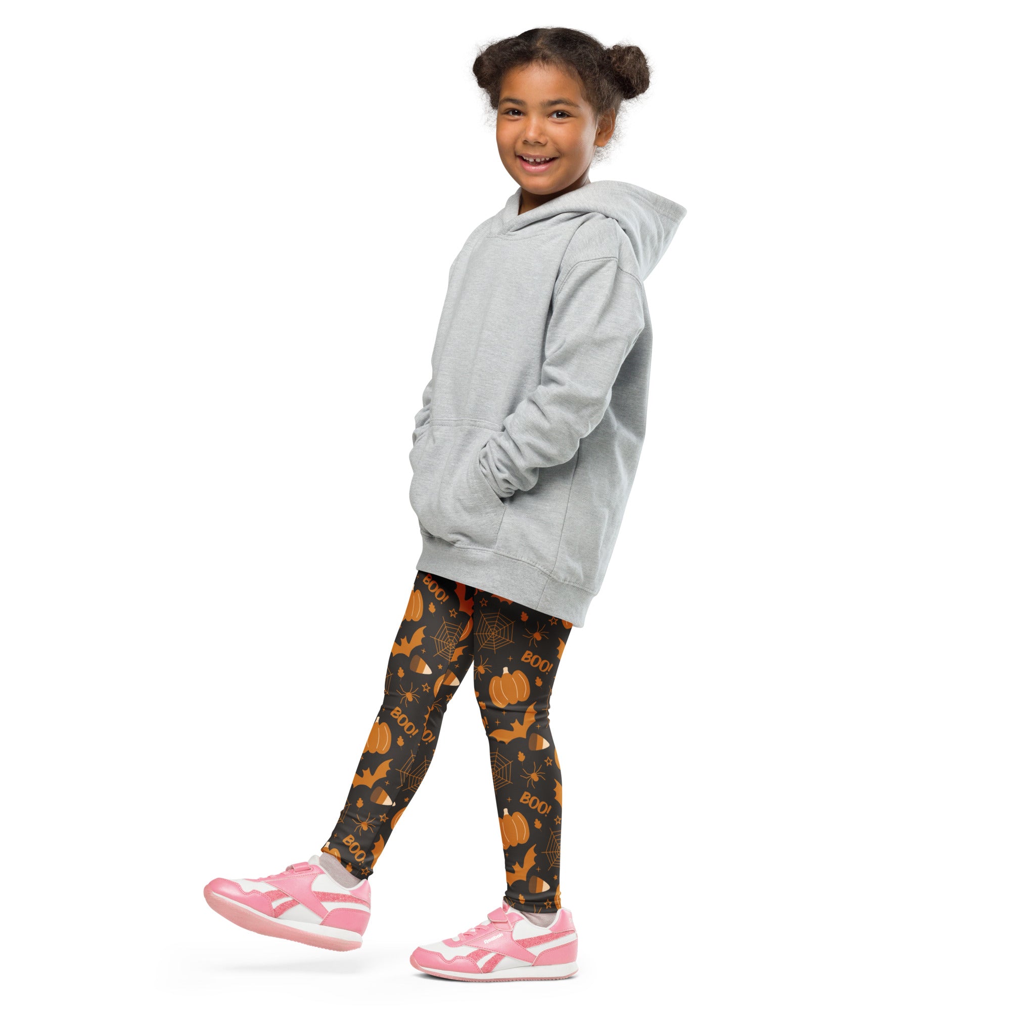 Girls Dark Orange Spooky Halloween Leggings - Warm, Buttery Soft & Stretchy