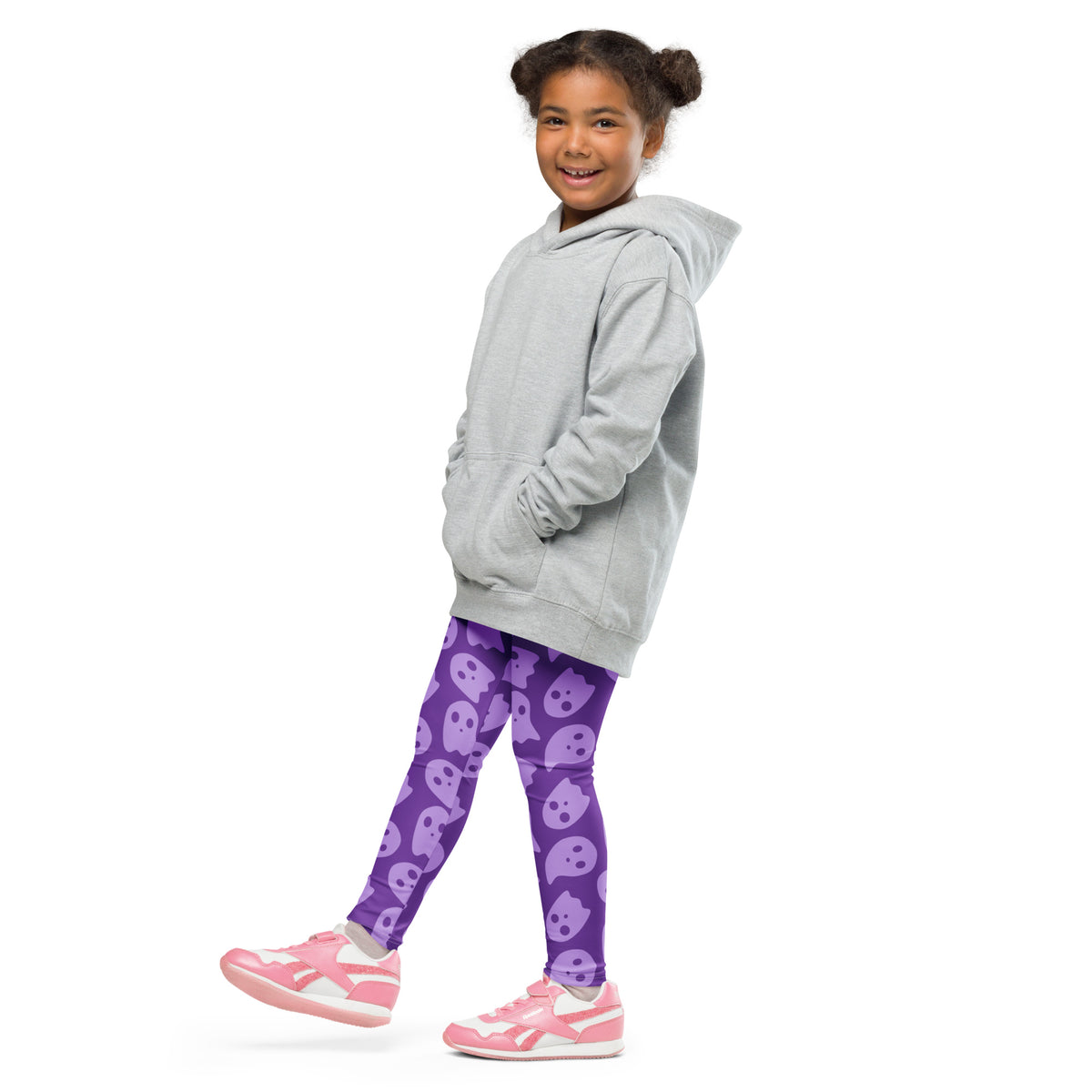 Girls Purple Ghost Halloween Leggings - Warm, Buttery Soft & Stretchy