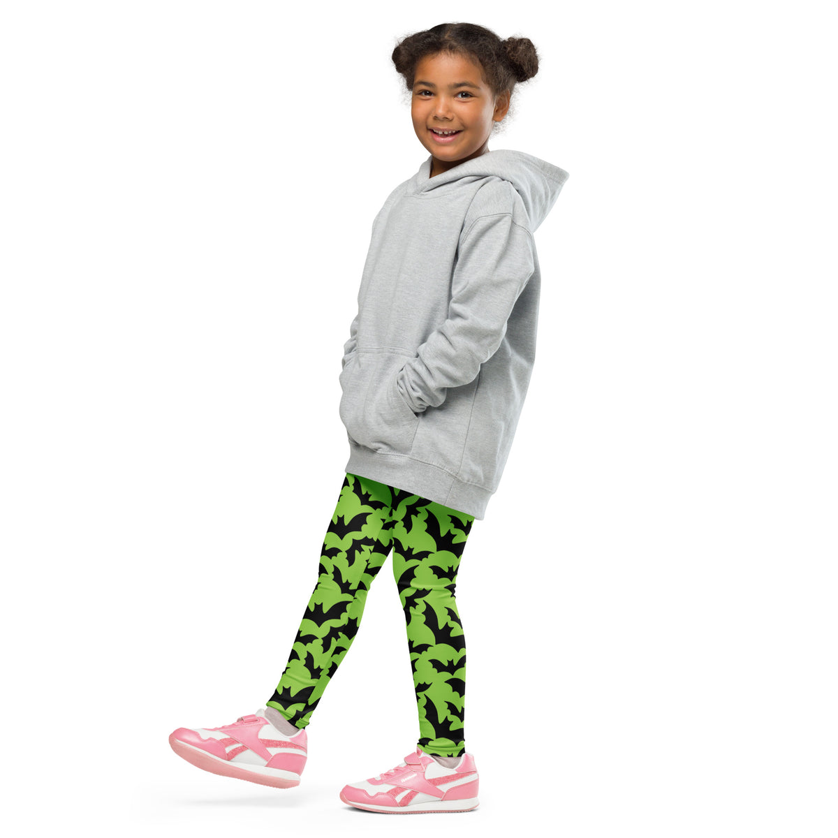 Girls Green Bat Leggings - Warm, Buttery Soft & Stretchy