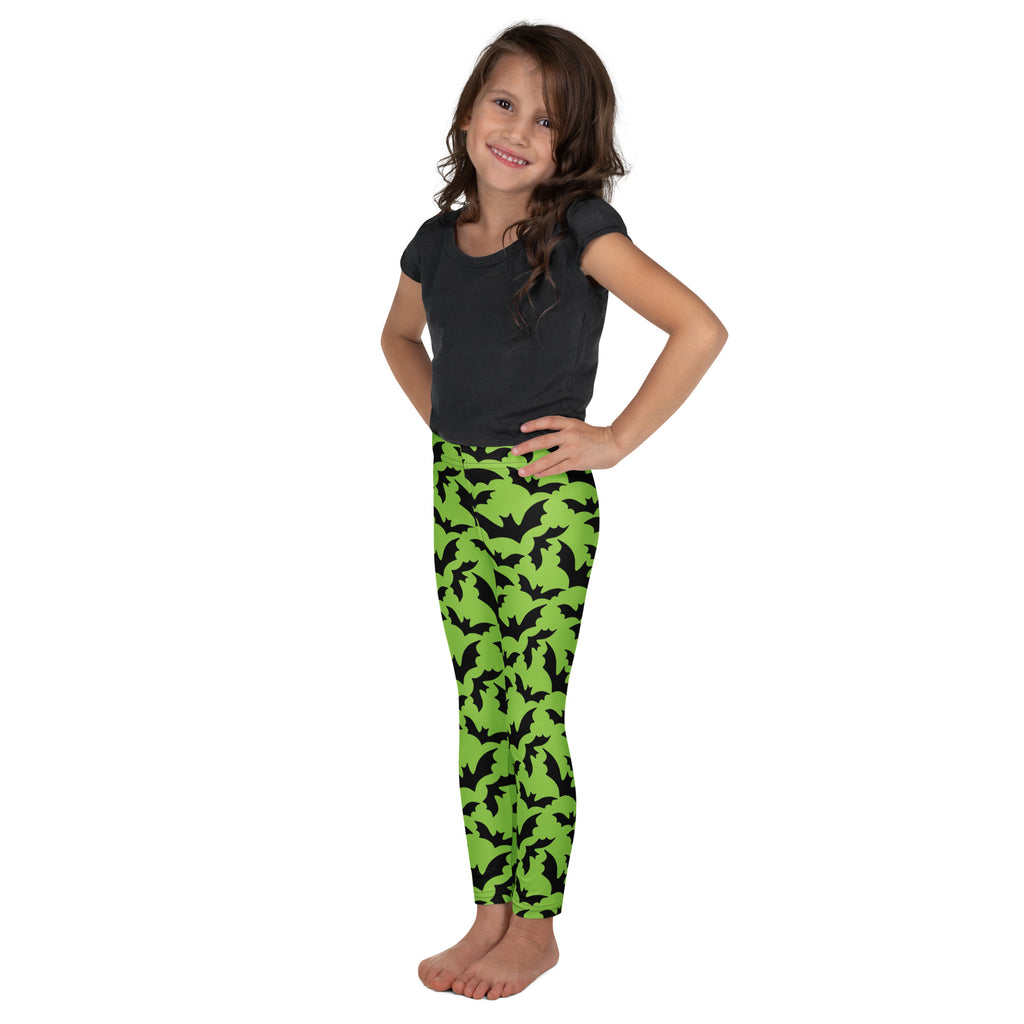 Girls Green Bat Leggings - Warm, Buttery Soft & Stretchy