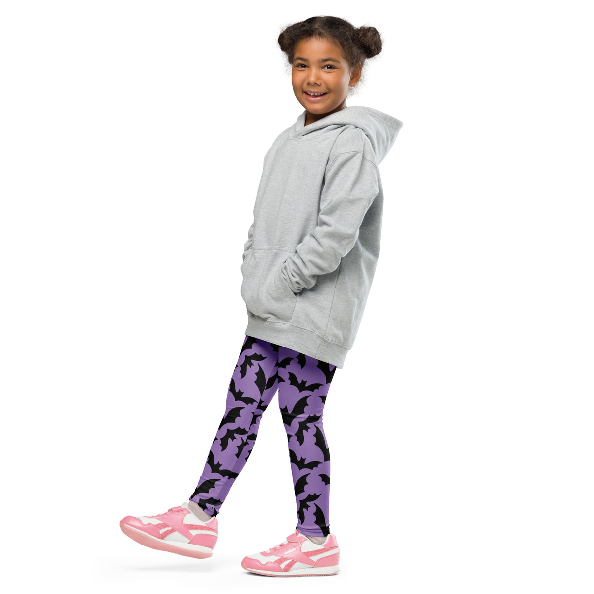 Girls Purple Bat Leggings - Warm, Buttery Soft & Stretchy