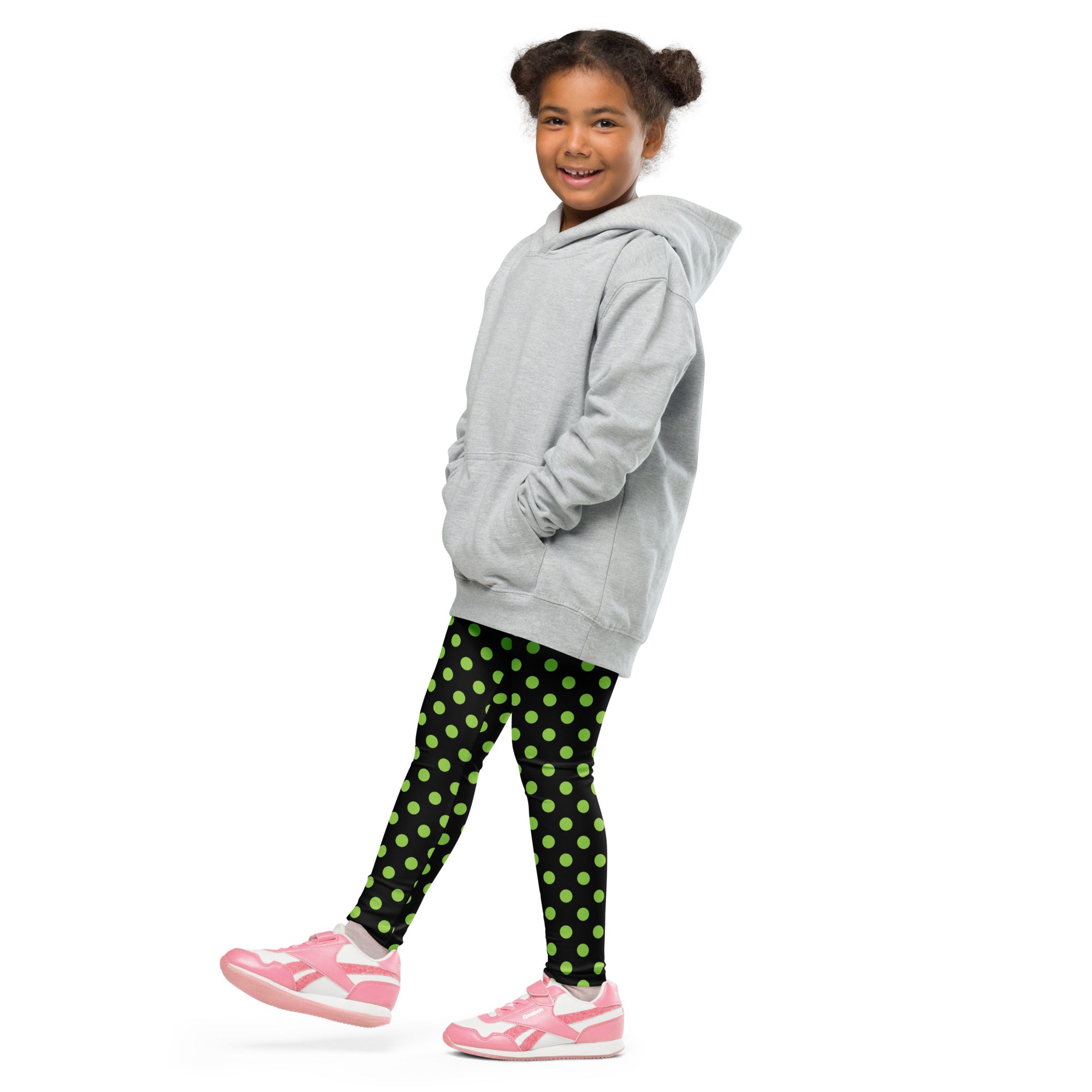 Girls Green Halloween Polka Dot Leggings - Warm, Buttery Soft & Stretchy
