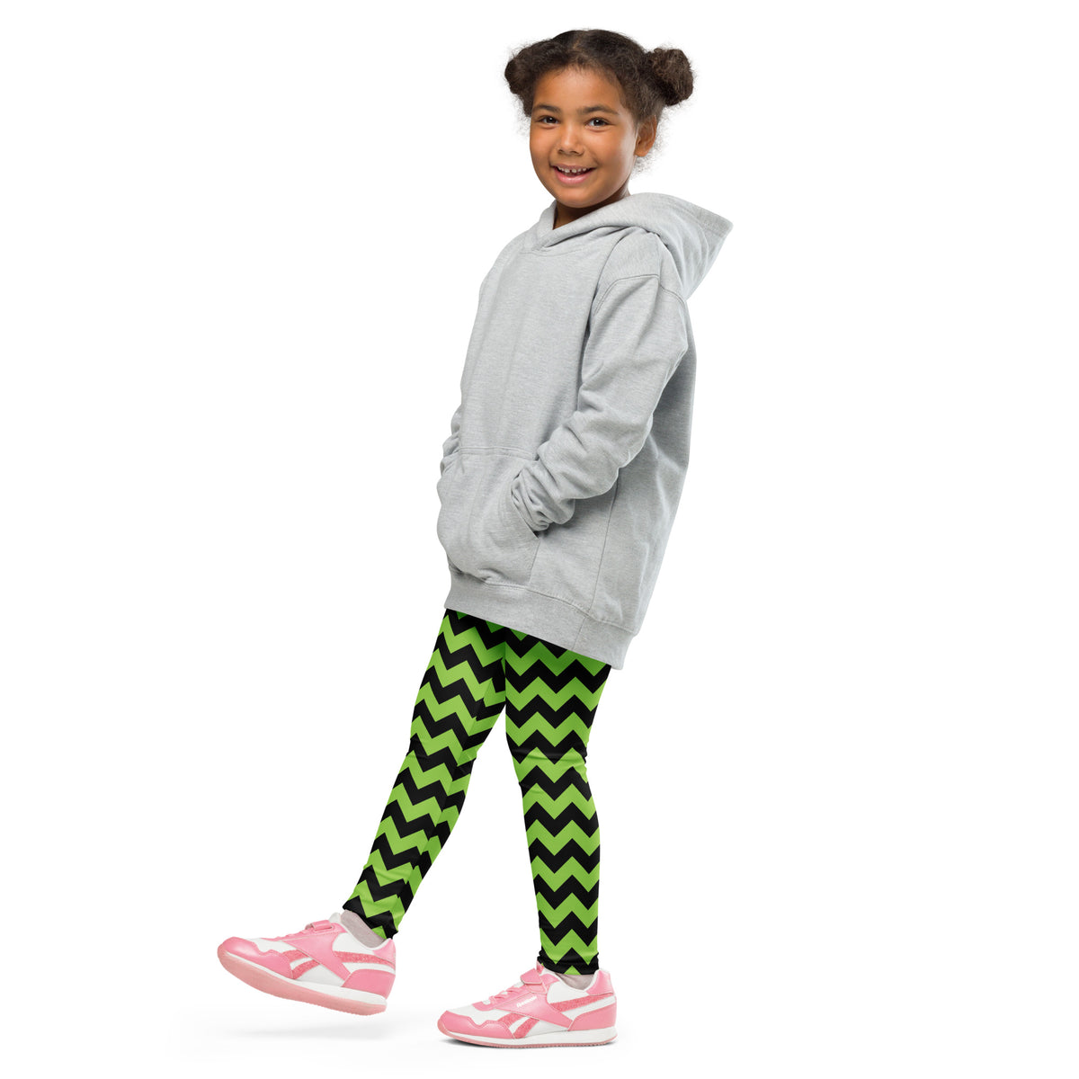Girls Green Chevron Halloween Leggings - Warm, Buttery Soft & Stretchy