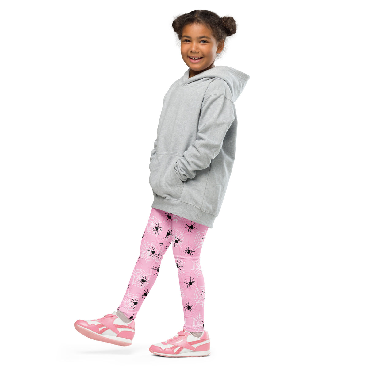 Girls Pink Spider Web Halloween Leggings - Warm, Buttery Soft & Stretchy