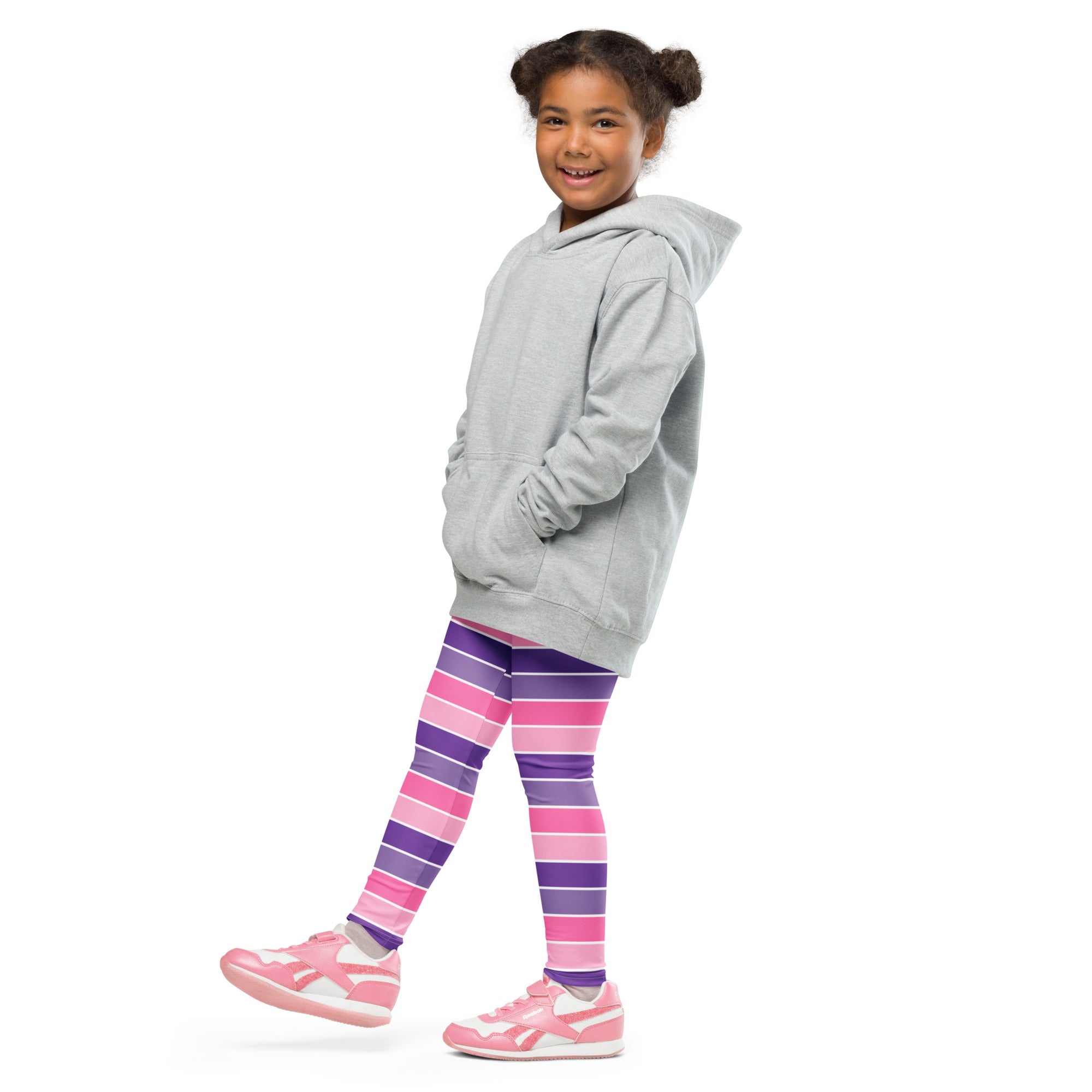 Girls Pink & Purple Striped Halloween Leggings - Warm, Buttery Soft & Stretchy