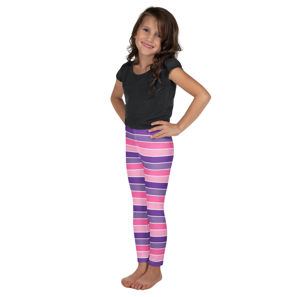 Girls Pink & Purple Striped Halloween Leggings - Warm, Buttery Soft & Stretchy