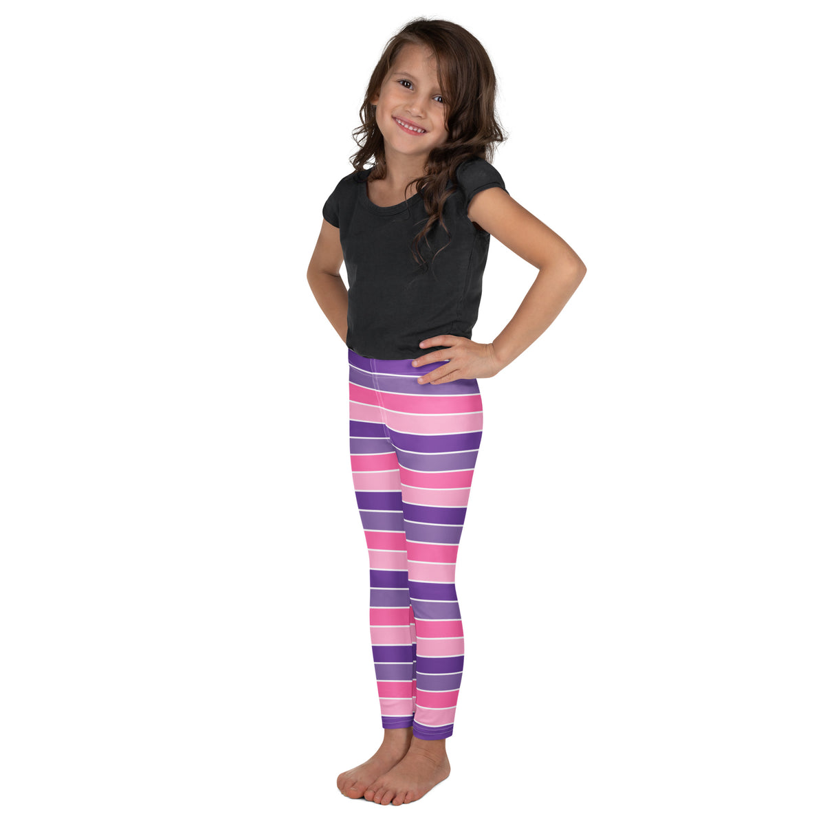 Girls Pink & Purple Striped Halloween Leggings - Warm, Buttery Soft & Stretchy