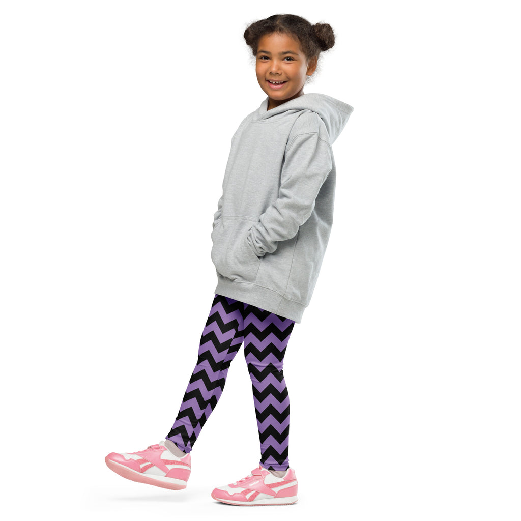 Girls Purple Chevron Halloween Leggings - Warm, Buttery Soft & Stretchy