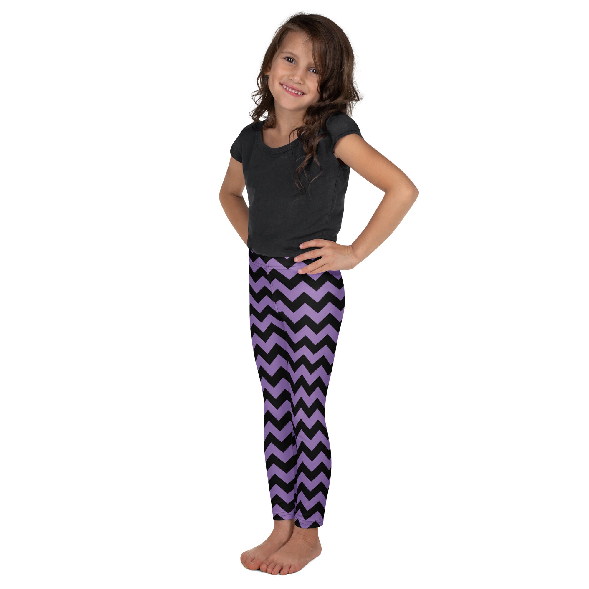 Girls Purple Chevron Halloween Leggings - Warm, Buttery Soft & Stretchy