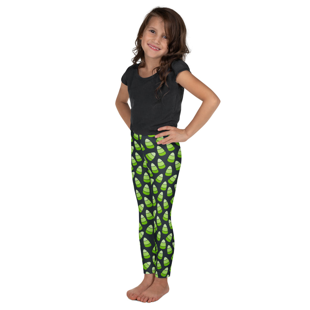 Girls Green Candy Corn Leggings - Warm, Buttery Soft & Stretchy