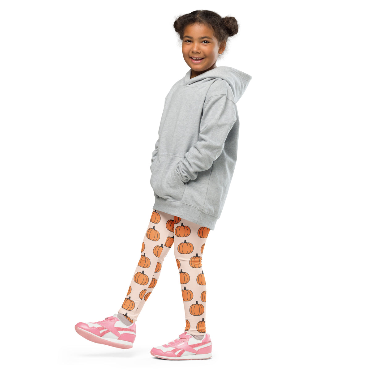 Girls Orange Pumpkin Patch Autumn Leggings - Warm, Buttery Soft & Stretchy