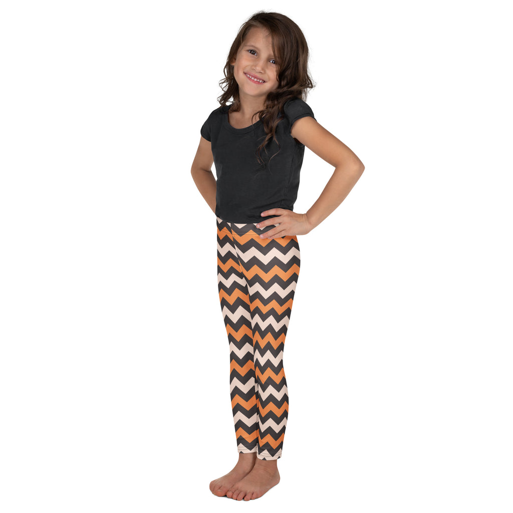 Girls Orange Cream Chevron Leggings - Warm, Buttery Soft & Stretchy