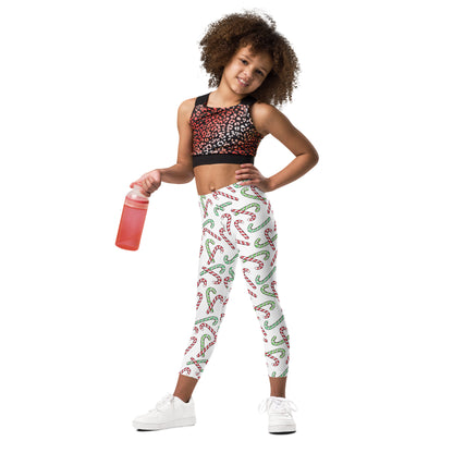 Kids Red & Green Candy Cane Buttery Soft Leggings