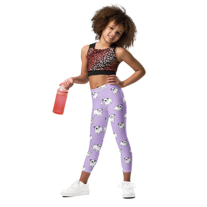 Girls Purple Pug Buttery Soft Leggings