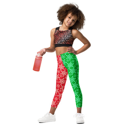 Kids Red and Green Snowflake Buttery Soft Leggings