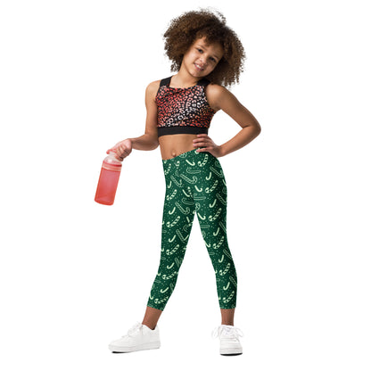 Kids Green Candy Cane Buttery Soft Leggings