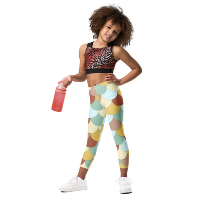 Girls Green and Brown Mermaid Buttery Soft Leggings