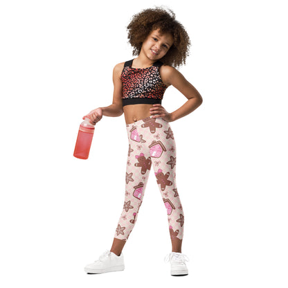 Girls Pink Gingerbread Christmas Buttery Soft Leggings