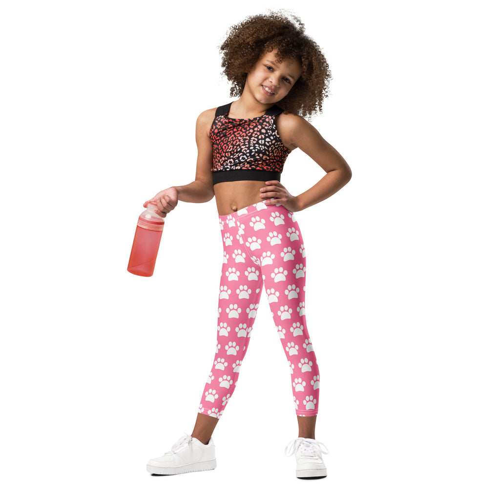 Girls Pink Paw Print Buttery Soft Leggings