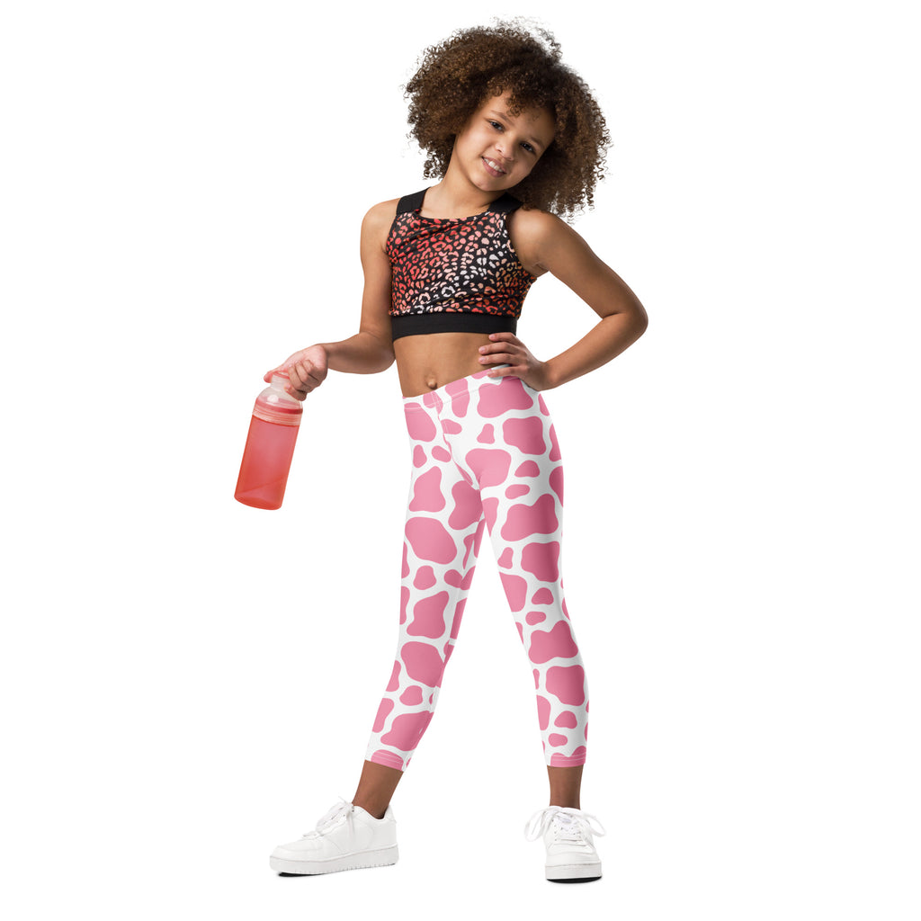 Girls Pink Cow Print Buttery Soft Leggings