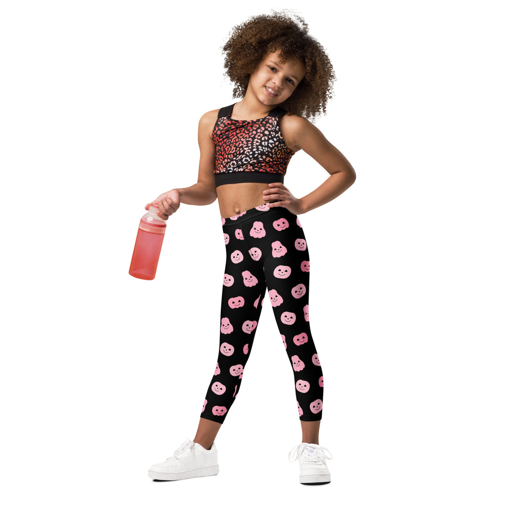 Girls Pink Pumpkin Leggings - Warm, Buttery Soft & Stretchy