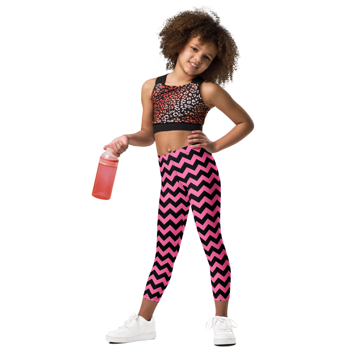 Girls Pink Chevron Leggings - Warm, Buttery Soft & Stretchy