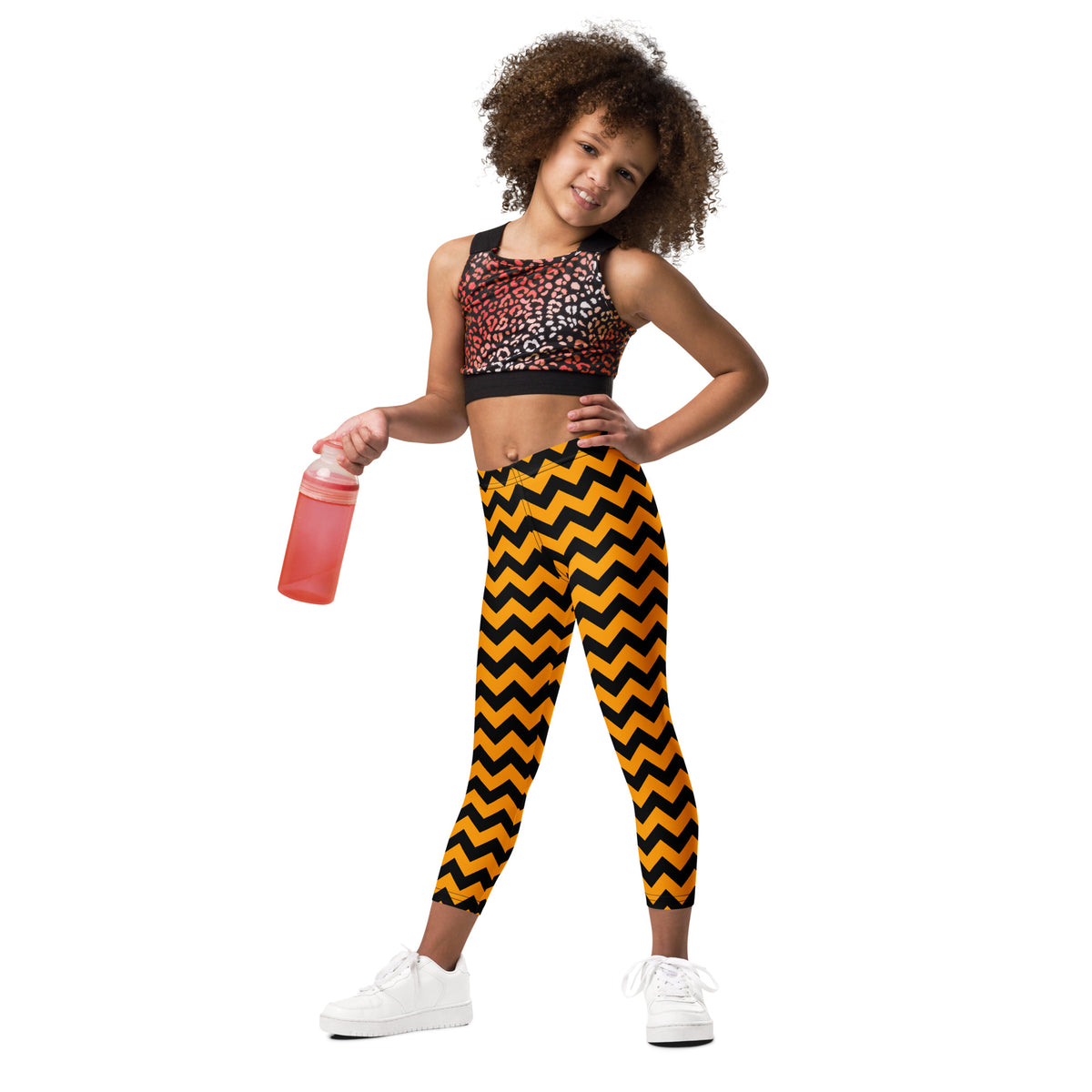 Girls Orange Chevron Halloween Leggings - Warm, Buttery Soft & Stretchy