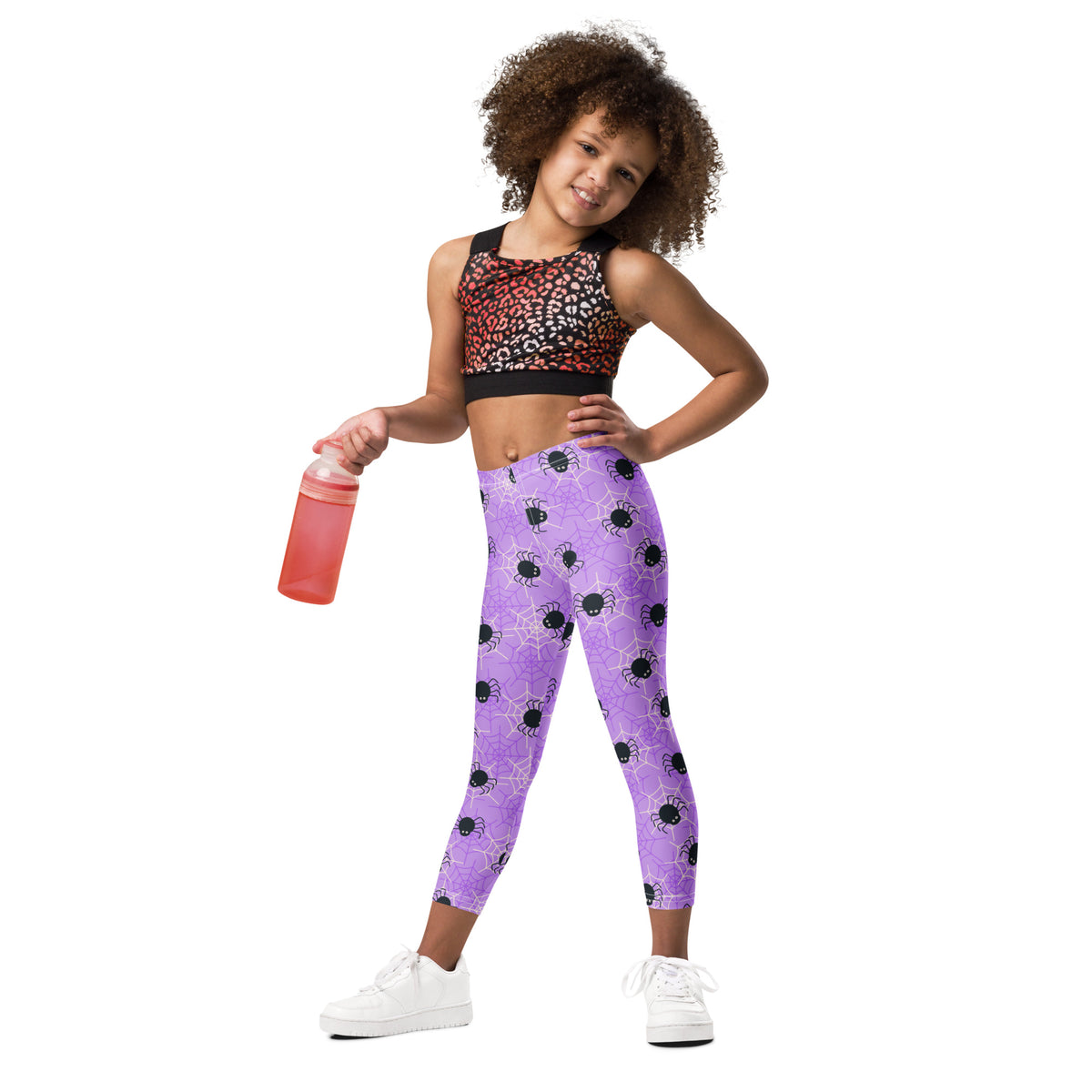 Girls Purple Spider Web Halloween Leggings - Warm, Buttery Soft & Stretchy