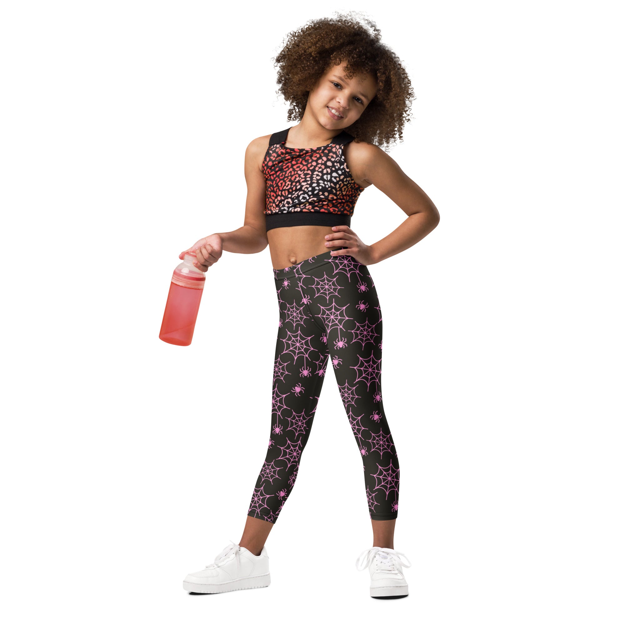 Girls Pink Spider Web Leggings - Warm, Buttery Soft & Stretchy