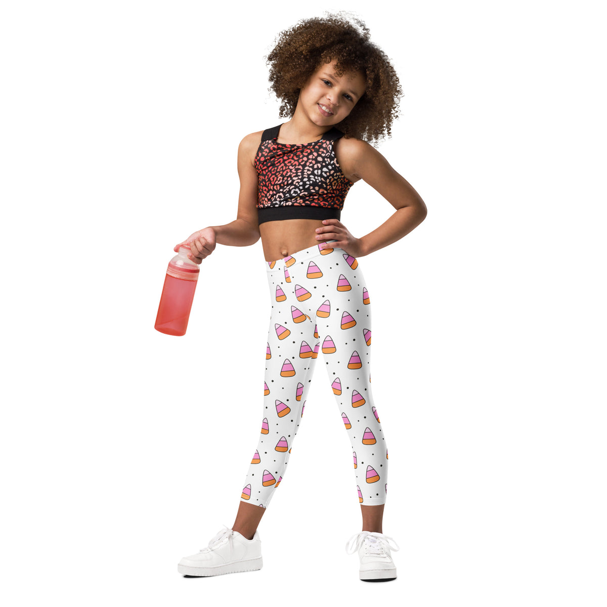 Girls Pink Candy Corn Leggings - Warm, Buttery Soft & Stretchy