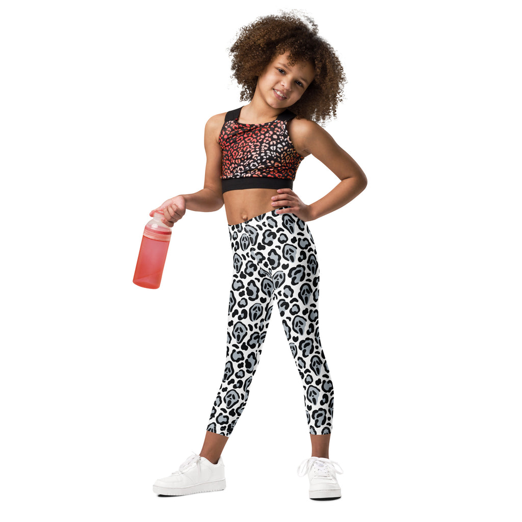 Girls Ghost Face Leopard Leggings - Warm, Buttery Soft & Stretchy