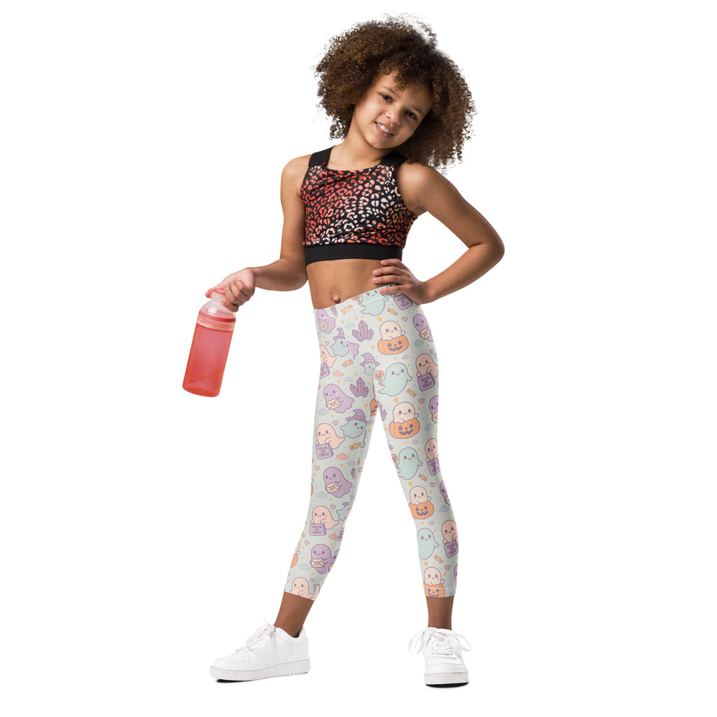 Girls Cute Ghost Halloween Leggings - Warm, Buttery Soft & Stretchy