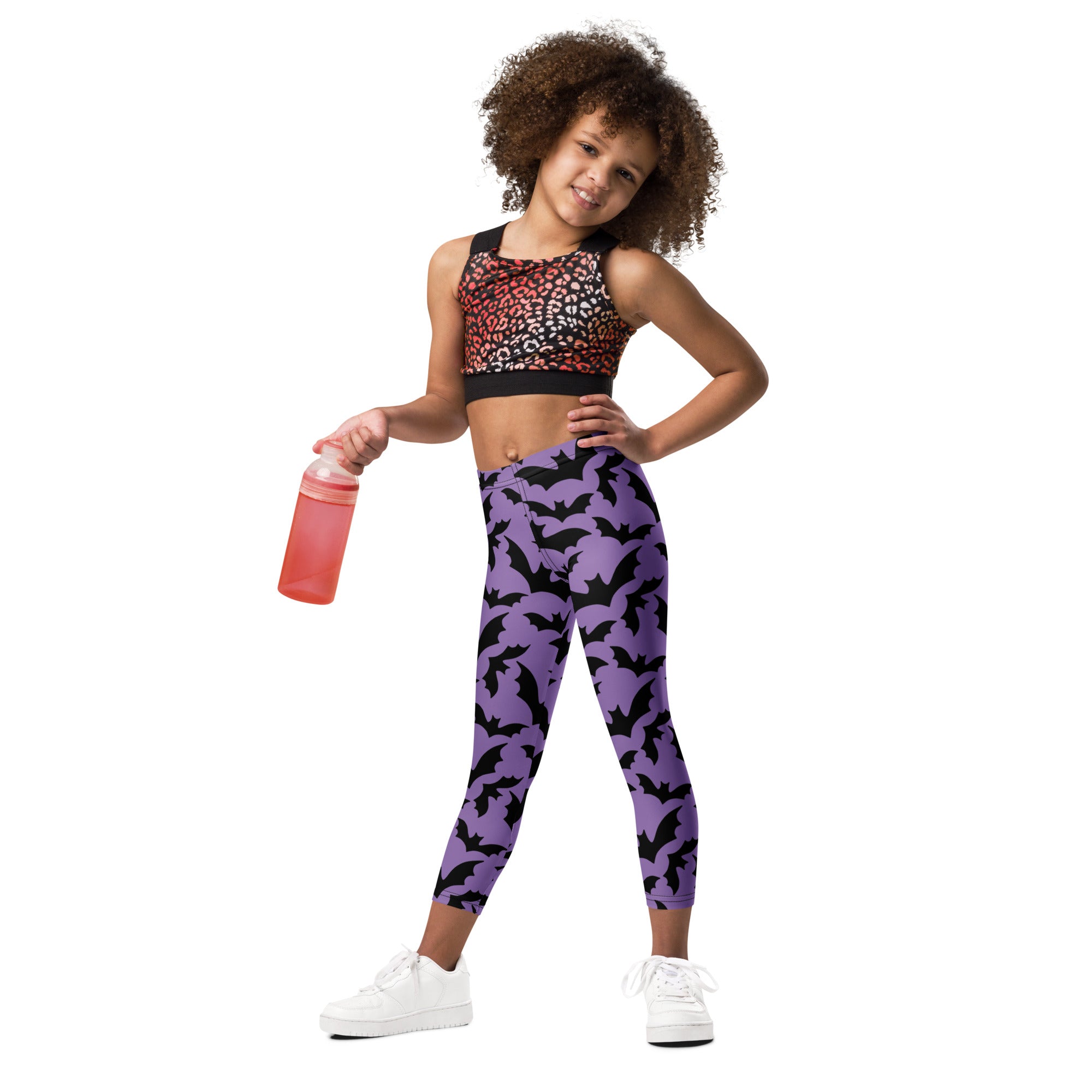 Girls Purple Bat Leggings - Warm, Buttery Soft & Stretchy