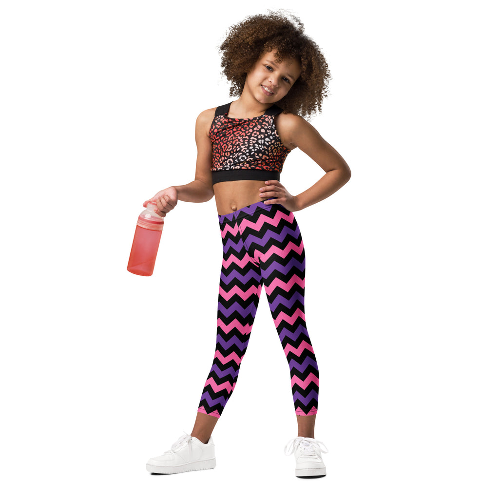 Girls Pink & Purple Chevron Halloween Leggings - Warm, Buttery Soft & Stretchy