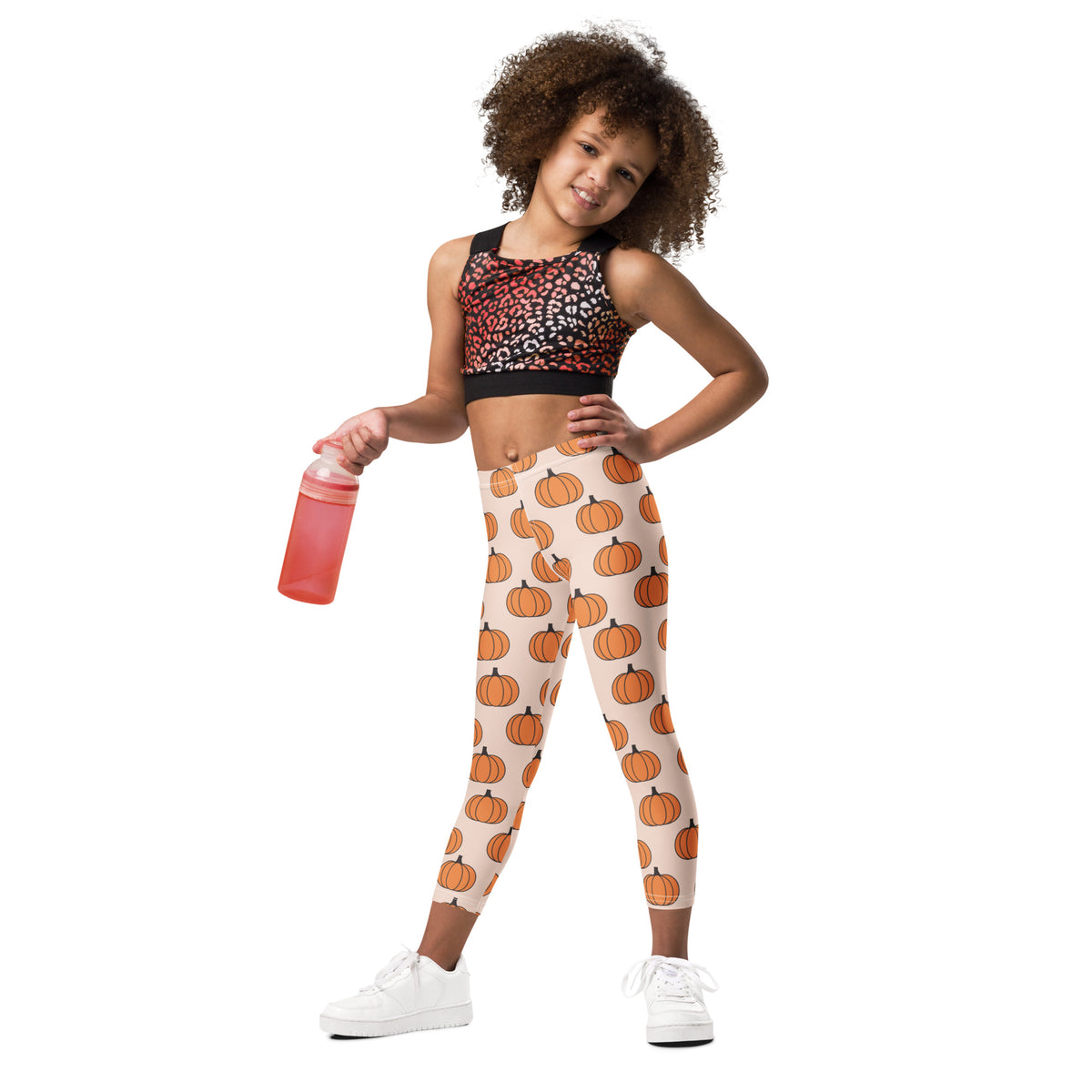 Girls Orange Pumpkin Patch Autumn Leggings - Warm, Buttery Soft & Stretchy